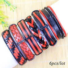Genuine leather bracelets wholesale 6pcs/lot women charm ethnic tribal wrap hemp handmade bangle pulseira feminina  -S100 2024 - buy cheap
