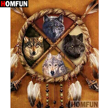 HOMFUN 5D DIY Diamond Painting Full Square/Round Drill "Wolf feather" Embroidery Cross Stitch gift Home Decor Gift A09317 2024 - buy cheap