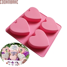 Forma de silicone p/chocolate e doces, forma de coração para decoração de bolos, gelatina e massas, ferramenta de confeitaria 2024 - compre barato