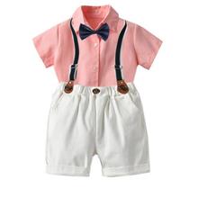 2020 Children Clothing Suit summer Gentleman mother baby boy Clothes Kids cotton short sleeve Clothing Set shirts+shorts outfits 2024 - buy cheap