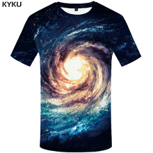 Мужская футболка для фитнеса KYKU, черная футболка с 3D-принтом Галактики, в стиле панк-рок, лето 2024 - купить недорого