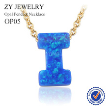 Wholesale 26 Letters Opal Necklace Synthetic Fire Blue Letter Opal Stone Necklace A B C D E F G Opal Pendant Beads Necklace 2024 - buy cheap