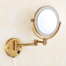 OWOFAN Bath Mirrors Brass Antique 1x3 Magnifying Bathroom Wall Illuminator LED Cosmetic Makeup With Lighting Women Mirror 2068F 2024 - buy cheap