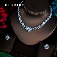 HIBRIDE Luxury White Gold Color Water Drop Cluster Round Shape Shiny CZ Stone Wedding Jewelry Sets For Bridal N-70 2024 - buy cheap