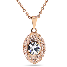 Fashion Rose Gold Jewelry Stainless Steel Crystal Necklaces Pendants For women 2024 - buy cheap