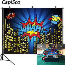 Capisco Comics Superhero City Children Photography Backgrounds Customized Birthday Party Photographic Backdrops For Photo Studio 2024 - buy cheap