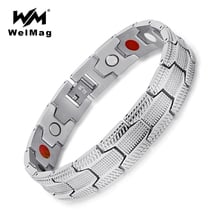 WelMag Fashion Bracelet Men Magnetic Bio Energy Stainless Steel Wide Cuff Bracelets Homme Healing Jewelry Christmas Gifts 2024 - buy cheap