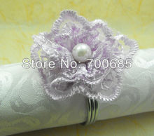 napkin rings silk lace flower wedding  decoration, napkin holder  pearl with lace, 2024 - buy cheap