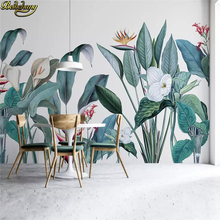 Beibehang-papel tapiz fotográfico para paredes, personalizado, nórdico, medieval, plantas tropicales, flores, pájaros, fondo 3d, murales, papel de pared 2024 - compra barato