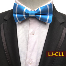 Corbata de seda para hombre con rayas blancas azules clásicas para boda 2024 - compra barato