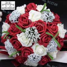 Perfectlifeoh-ramo de flores para novia, ramo de novia colorido para boda romántica, rojo, rosa, azul y morado 2024 - compra barato