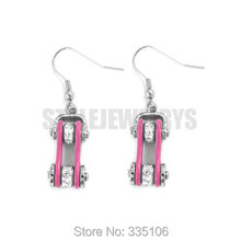 Pendientes de acero inoxidable para niñas, cadena de bicicleta ostentosa de colores, a la moda, color rosa, rojo, azul, violeta, negro, SJE0127A 2024 - compra barato