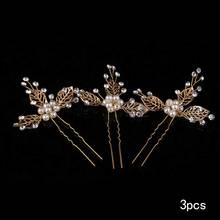 3pcs Vintage Gold Leaves Bridal Hairpins Handmade jewelry Wedding Flower Bridal Hair Pin Pearl Hair Accessories Headpiece JL 2024 - buy cheap