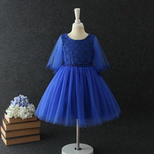 Vestido azul marino transparente de media manga para niña, ropa de fiesta para niña de 3, 4, 6, 8, 10 y 12 años, RKF184082, 2021 2024 - compra barato