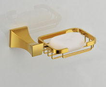 Cesta de jabón de latón macizo con acabado de titanio dorado, jabonera dorada, caja de jabón GB010a 2024 - compra barato