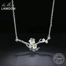 LAMOON S925 Pendant Necklace for Women Pure Sterling Silver Plum Blossom Flower Fine Jewelry Bridal Wedding Necklaces NY008 2024 - buy cheap