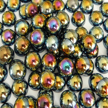 Cuentas de perlas planas para decoración de uñas, bolitas de plástico ABS de imitación de media perla, Color negro AB, 1,5mm-12mm, para decoración de uñas 2024 - compra barato