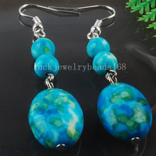 Free Shipping Fashion Jewelry Ocean Jaspe Beads Earrings Pair R0018 2024 - buy cheap