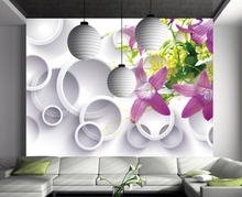 Flores roxas 3D estereoscópico cenário pintura decorativa flores murais De Parede papel de parede 3d natureza 2024 - compre barato