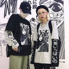 Camiseta Harajuku, ropa de calle, camisetas de Hip Hop para hombres y mujeres, camiseta de otoño Amina, divertida de manga larga Camiseta holgada, camiseta dibujos de Japón 2024 - compra barato