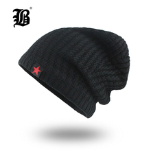 FLB-gorro de invierno de punto para hombre, gorro de algodón de estilo Hip Hop, de terciopelo, de estrellas, F18007 2024 - compra barato