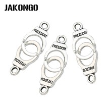 JAKONGO-Colgante de libertad con esposas chapadas en plata antigua, accesorios de joyería, fabricación de pulseras, DIY, 30x11mm 2024 - compra barato