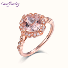 LOVERJEWELRY Women Ring Gold Natural Morganite Wedding Rings Solid 14Kt Rose Gold Real Diamonds Jewelry For Women Luxury Ring 2024 - buy cheap