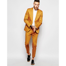 Brand New Groomsmen costume homme Peak Lapel Groom Tuxedos Yellow men suit Wedding Best Man mens suits 2020 (Jacket+Pants) 2024 - buy cheap