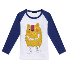 Хлопковая детская одежда, разноцветная футболка с длинными рукавами для мальчиков, футболка с принтом монстра для девочек, модные футболки с круглым вырезом, 2019 2024 - купить недорого