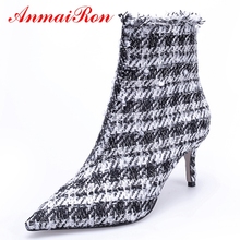 AnmaiRon, nuevo, básico de moda, puntiagudos, zapatos para mujer, botas al tobillo para mujer, moda de invierno 2018, talla 34-39 LY272 2024 - compra barato