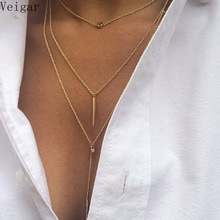 2018 Hot Sale Summer Clavicle Chain Multilayer Necklace Gold/Silver Color Fine Bar Necklaces & Pendants Ras Du Cou 2024 - buy cheap