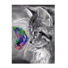 Full square/Round drill Diamond embroidery Cat and butterfly 5D DIY diamond Painting Cross Stitch Rhinestone Mosaic HYY 2024 - buy cheap