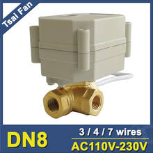 TF8-BH3-C AC110V-230V 3/4/7 Wires Horizontal 3 Way T/L Type Brass 1/4'' (DN8) Water Electric Ball Valve For Water Control 2024 - buy cheap