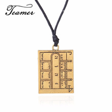 Teamer  Color Vintage Ancient Open Door Amulet Talisman Square Pendant Necklace Key Of King Solomon Pentacle for Men Jewelry 2024 - buy cheap