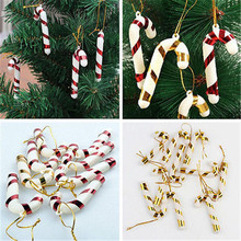 6pcs Christmas Walking Stick Drop Ornaments Red Gold Party Xmas Tree Hanging Christmas Decoration Gift 2024 - buy cheap