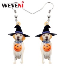 WEVENI Acrylic Halloween Cute Pumpkin Labrador Dog Earrings Drop Dangle Trendy Animal Jewelry For Women Girl Gift Dropship 2024 - buy cheap