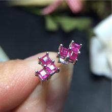 Natural Ruby stud earring Free shipping Jewelry Natural real Ruby 925 silver Gem size 3*3mm 3pcs 2024 - buy cheap