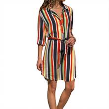 Women Summer Striped Shirt Dress Ladies Casual Long Sleeve Loose Beach Dresses 2018 Autumn Fashion Print Dress Vestido 2024 - buy cheap