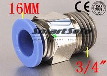 Free Shipping 10 pieces PC16-06 For 16mm Pneumatic Tube Push In 3/4" Male Quick Connect Air Fitting 2024 - buy cheap