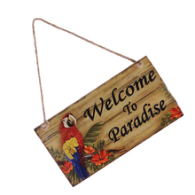 Vintage Welcome To Paradise Wooden Plaque Sign Board with Jute Twine Hanging Signs for Home Garden Decor 2024 - buy cheap