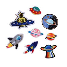 8pcs/set Spaceship planet embroidered Patches for Clothing iron on Embroidery Stickers Clothing Applique Decoration carton Badge 2024 - buy cheap