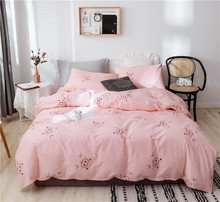 100% juego de cama de algodón impreso edredón juegos de ropa de cama doble de tamaño de Reina cama fundas de almohadas edredón cubierta de la cama de Serie Rosa 2024 - compra barato