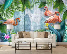 beibehang Modern classic wallpaper minimalistic hand drawn tropical plant flamingo butterfly background wall papers home decor 2024 - buy cheap