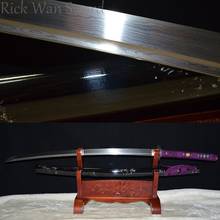 HANMADE JAPANESE SAMURAI KATANA SWORD DAMASCUS FOLDED STEEL SHARP FULL TANG LEAF TSUBA 2024 - buy cheap