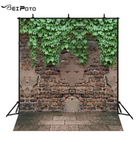 Винтажный фон с кирпичной стеной BEIPOTO для фотосъемки с зелеными листьями для фотостудии prps photo booth photocall picture 2024 - купить недорого
