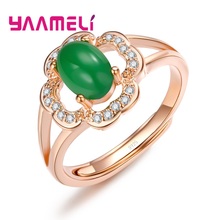 New Arrival Women Fashion Green Color Opal Stone Open Rings For Wedding Engagement 925 Sterling Silver Jewelry Accessory 2024 - buy cheap