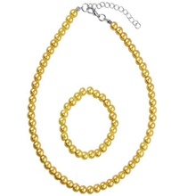 Gargantilla de perlas de imitación + pulsera, color dorado, 8mm, 12,75 pulgadas, 24 unids/lote, Envío Gratis 2024 - compra barato