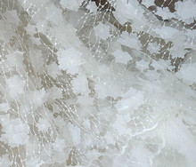 Tela de encaje de flores 3D bordada, 150CM de ancho, vestido de novia de gama alta, velo, accesorios de ropa DIY 2024 - compra barato