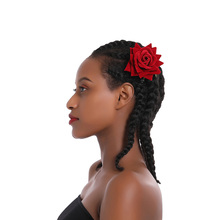 Presilha de cabelo com flores grandes de veludo, grampo de cabelo de metal com retenção de rosa, acessórios para cabelo de princesa para mulheres, grampos de cabelo de liga para casamento 2024 - compre barato