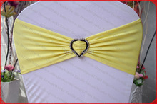 Yellow Single Layer Spandex/Lycra/Expand Band/Chair Covers With Heart Shape Diamond Buckle For Wedding Party Banquet Decorations 2024 - buy cheap